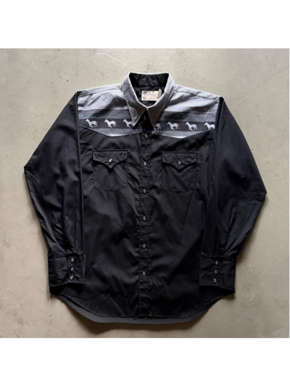 true vintage 70s cowboy black western shirt
